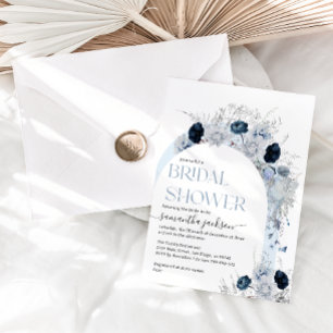 Dasty Blue Wildflower Boho Floral Bridal Shower Invitation