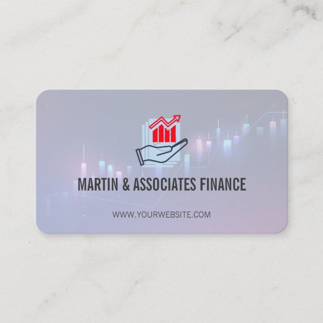 Data Bar Graph | Gradient | Financial Market Business Card (Front)