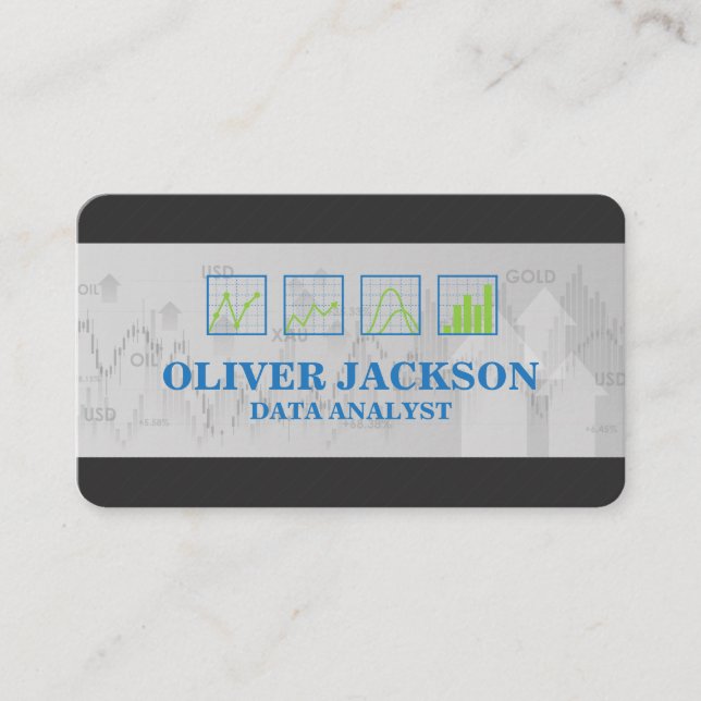 Data Charts | Finance | Analyst Business Card (Front)