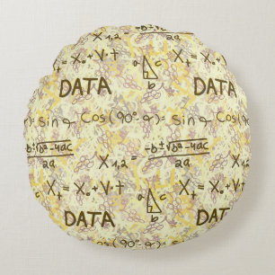 Data Science Math and Coding Pattern Round Throw Cushion