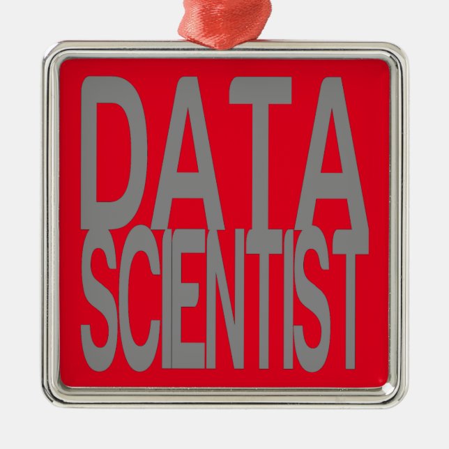 Data Scientist in Tall Silver Text Metal Tree Decoration (Front)