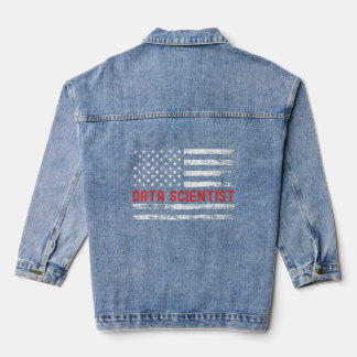 Data Scientist USA Flag Profession Retro Job Title Denim Jacket