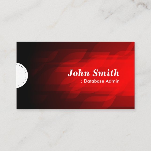 Database Admin - Modern Dark Red Business Card (Front)