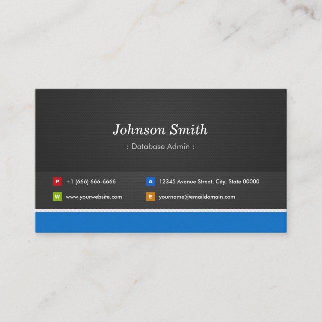 Database Admin - Professional Customisable Business Card (Front)