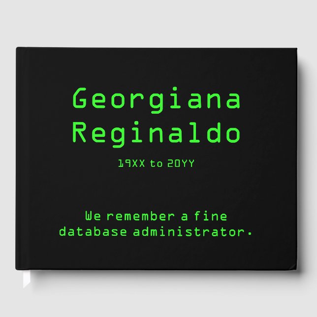Database Administrator Funeral Guest Book (Front)