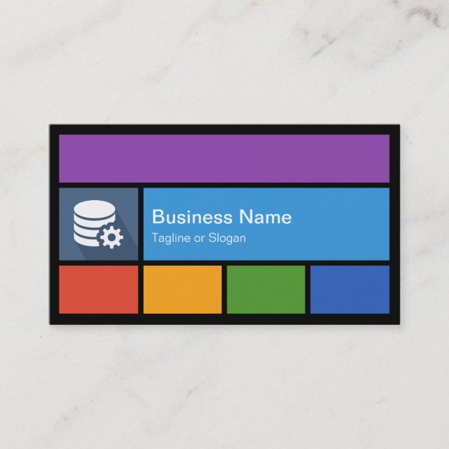 Database Manager - Colourful Tiles Creative Business Card (Front)