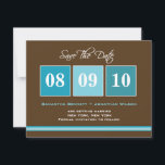 Date Blocks Save The Date Card - Turquoise<br><div class="desc">Give your guests a fresh and chic reminder of your upcoming wedding day with this bold and colourful save the date card. Magnet option available at berryberrysweet.com. Also available in Fuchsia Green.</div>
