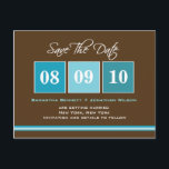 Date Blocks - Turquoise Announcement Postcard<br><div class="desc">This chic and modern postcard stylishly requests your guests to save the date. Matching stamp and magnet option also available.</div>