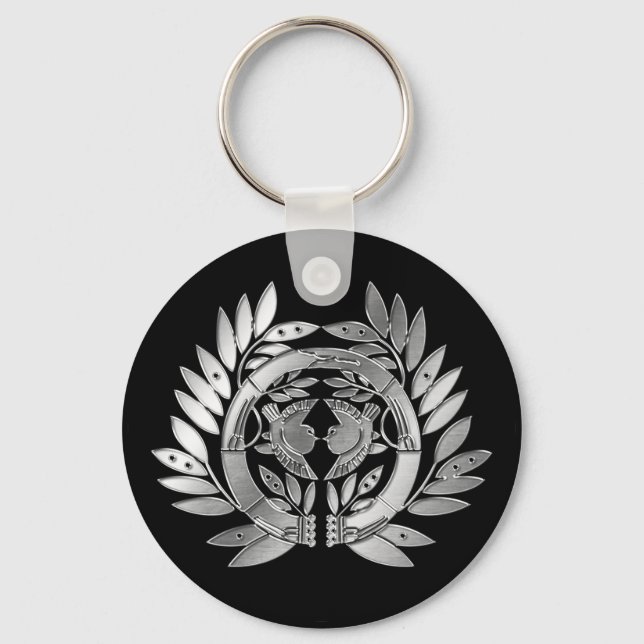 Date Clan Kamon Silver Chrome Key Ring (Front)