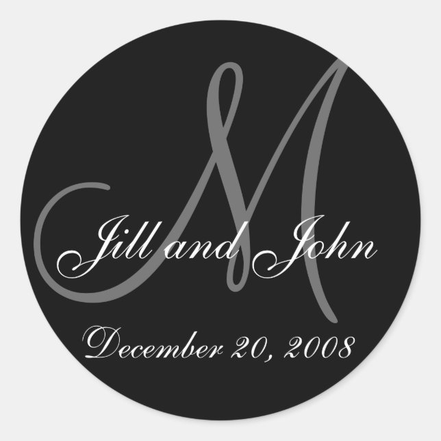 Date, First Names and Initial Monogram Sticker (Front)