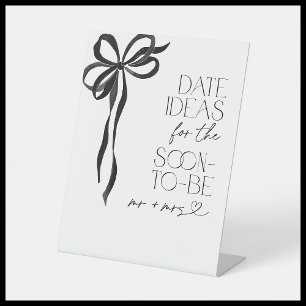 Date Ideas Black Bow Bridal Shower Game Pedestal Sign