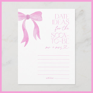Date Ideas Pink Bow Bridal Shower Game Postcard