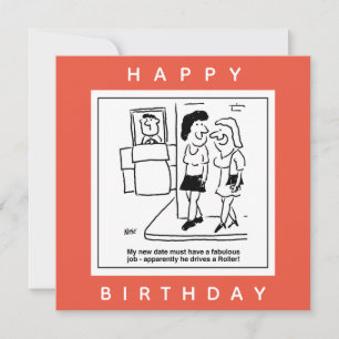 Date is Driving a Road Roller Cartoon Card