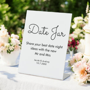 Date Jar Black White Wedding Shower Pedestal Sign
