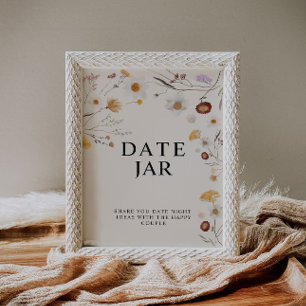 Date Jar Boho Wildflower Wedding Sign 