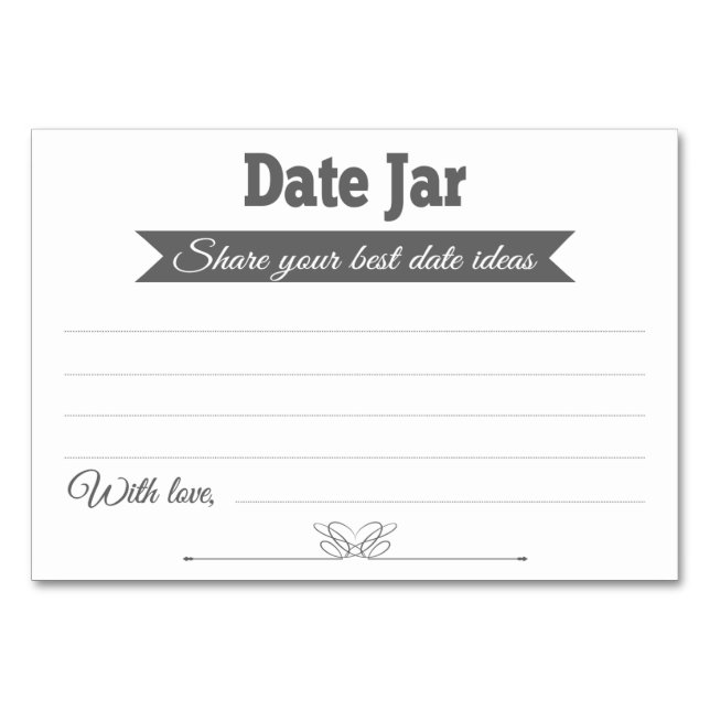 Date Jar Ideas Wedding Cards Table Cards - Grey (Front)