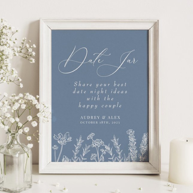 Date Jar Periwinkle Wildflower Bridal Shower Poster (Creator Uploaded)