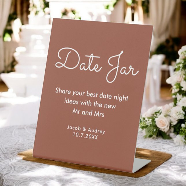 Date Jar Terracotta Wedding Shower  Pedestal Sign (Creator Uploaded)