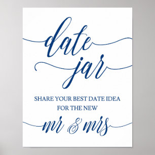 Date Jar Wedding Sign in Navy Blue Calligraphy