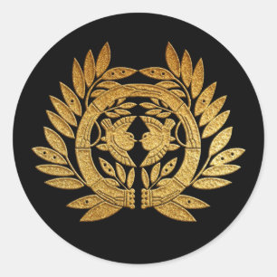 Date Kamon Takeni Suzume in Gold Classic Round Sticker