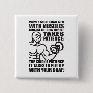 Date Men With Muscles - Funny Bodybuilding 15 Cm Square Badge