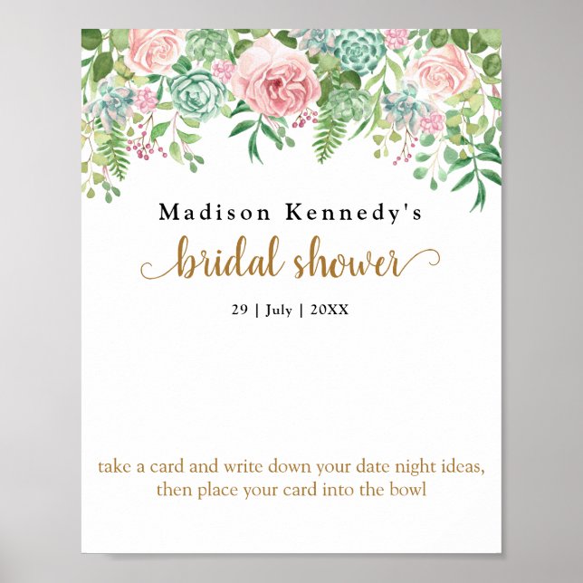 Date Night Bridal Shower Fun Fab  Poster (Front)