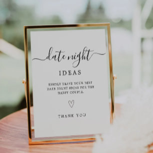 Date Night Cards Bridal Shower Game Template Pedestal Sign