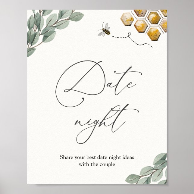 Date Night Ideas Bee Eucalyptus Sign (Front)