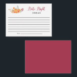 Date Night Ideas Bridal Shower Fall Pumpkin Autumn Advice Card<br><div class="desc">Fall theme Bridal Shower date night ideas card featuring elegant watercolor pumpkin.</div>