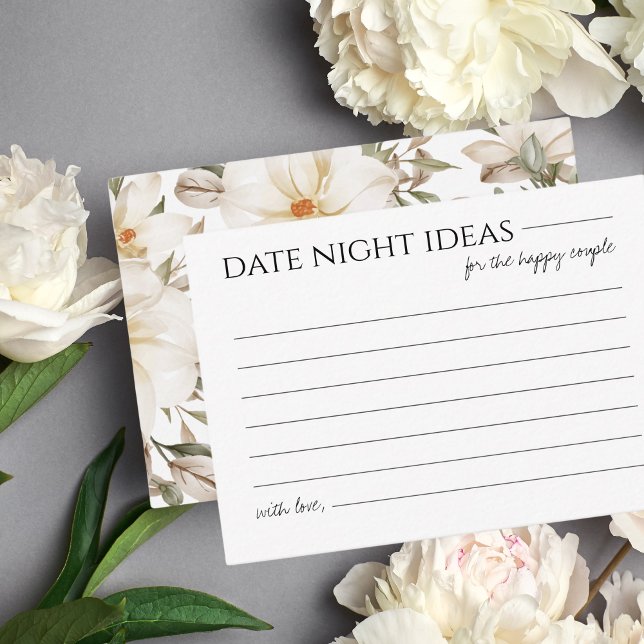 Date Night Ideas Bridal Shower Game Modern Script Enclosure Card (Creator Uploaded)