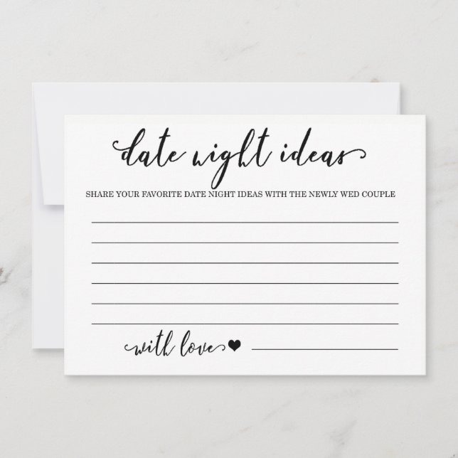  Date Night Ideas Card Bridal Shower Game (Front)