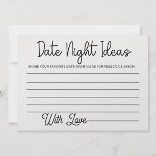 Date Night Ideas Card Bridal Shower Game