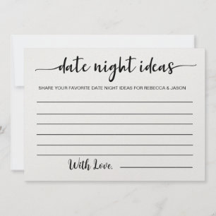 Date Night Ideas Card Bridal Shower Game