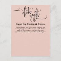 Date Night Ideas Elegant Blush Pink Advice Card