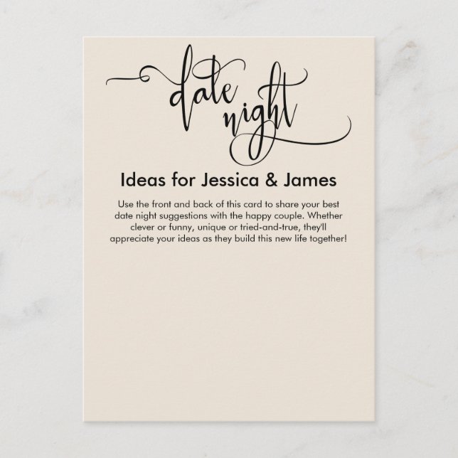 Date Night Ideas Elegant Cream Advice Card (Front)