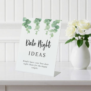 Date Night Ideas Eucalyptus Wedding Botanical  Pedestal Sign