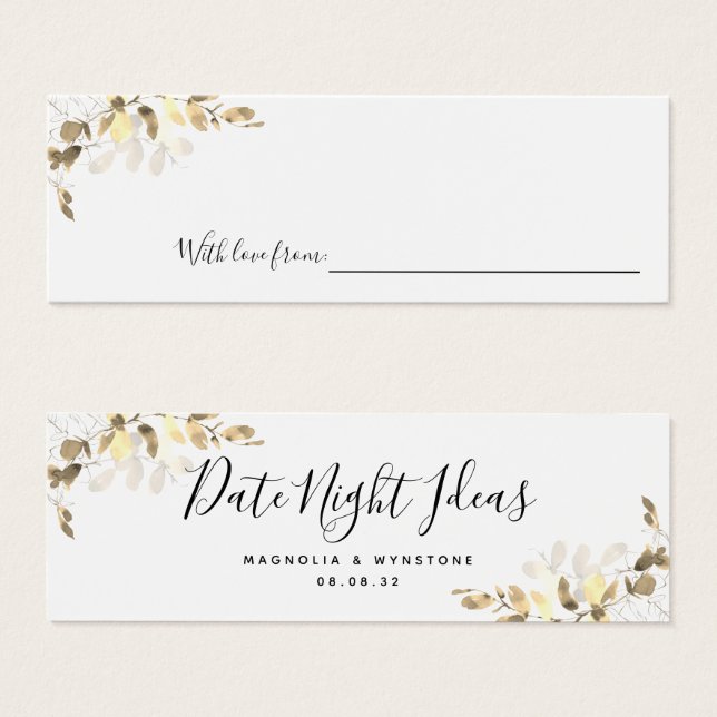 Date Night Ideas | Gold Eucalyptus | Bridal Shower (Front & Back)
