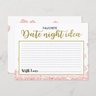 Date Night Ideas Pink and Gold Glitter Floral Invitation