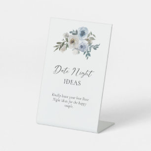 Date Night Ideas Sign Dusty Blue Wedding Floral