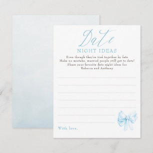 Date Night Ideas Whimsical Bow Bridal Shower Game Enclosure Card
