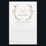 Date Night ideas wildflower bridal shower card<br><div class="desc">Wildflower spring floral date night ideas bridal shower game card</div>