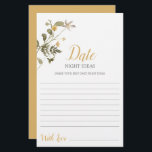 Date Night ideas wildflower bridal shower card<br><div class="desc">Wildflower spring floral date night ideas bridal shower game card</div>