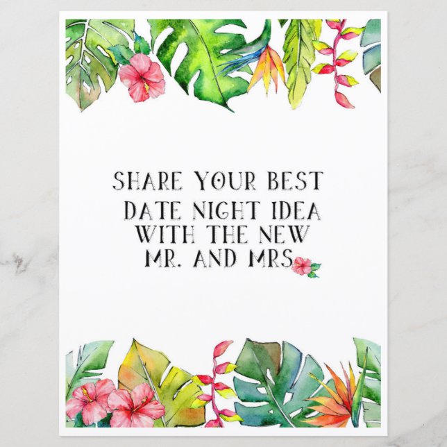 Date Night Tropical Bridal Shower Activity (Front)