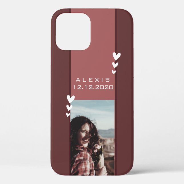 Date of Birth Reminder Photo Template Burgundy Red Case-Mate iPhone Case (Back)