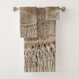 Date Palm Tree Trunk Texture Closeup Photo Image Bath Towel Set