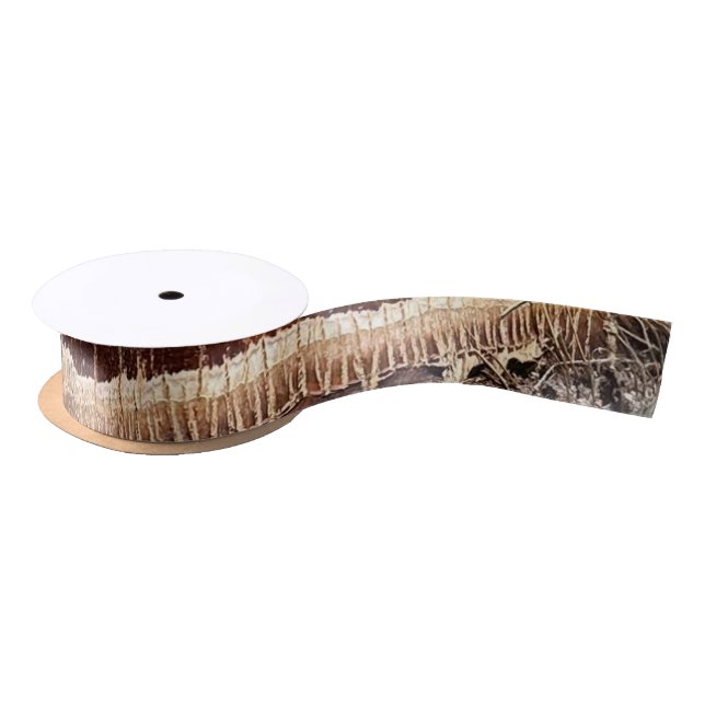 Date Palm Tree Trunk Texture Closeup Photo Image Satin Ribbon (Spool)