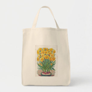date rsvp flowers daffodil yellow vintage tote bag