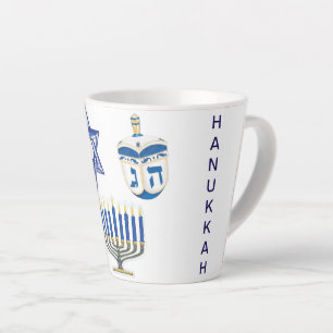 Dated Blue & White Hanukkah Small Latte Mug