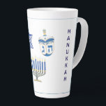 Dated Blue & White Hanukkah Tall Latte Mug<br><div class="desc">Dated Blue & White Hanukkah Tall Latte Mug</div>