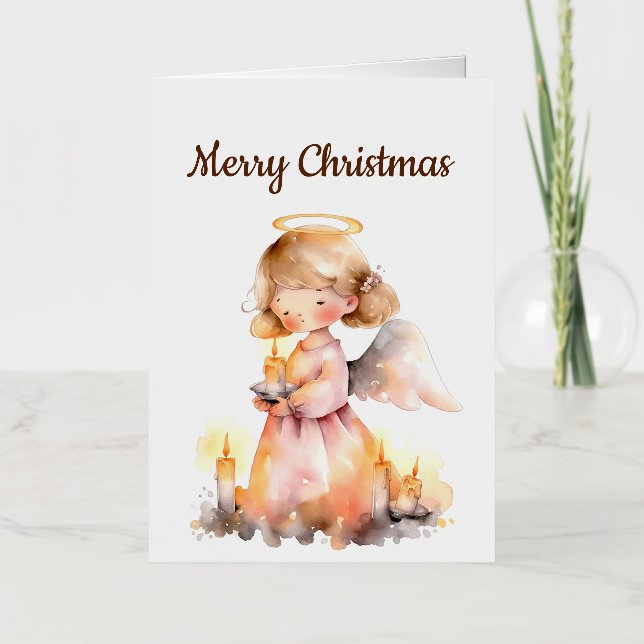 Dated Christmas Angel for Joy Blessing Foil Greeting Card (Front)